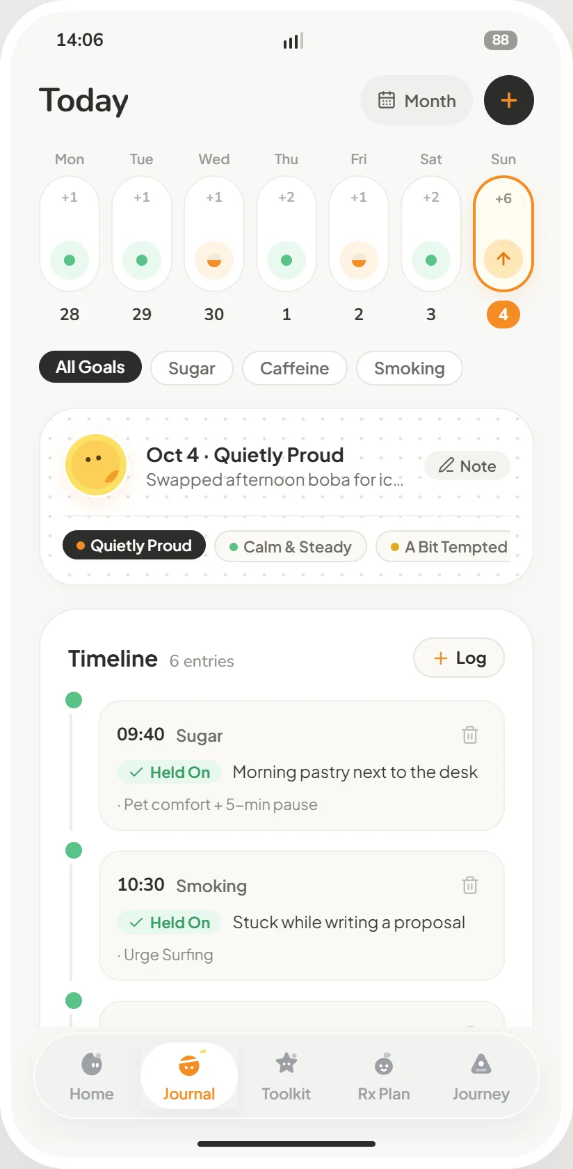 The Tinyo calendar keeping every completed day