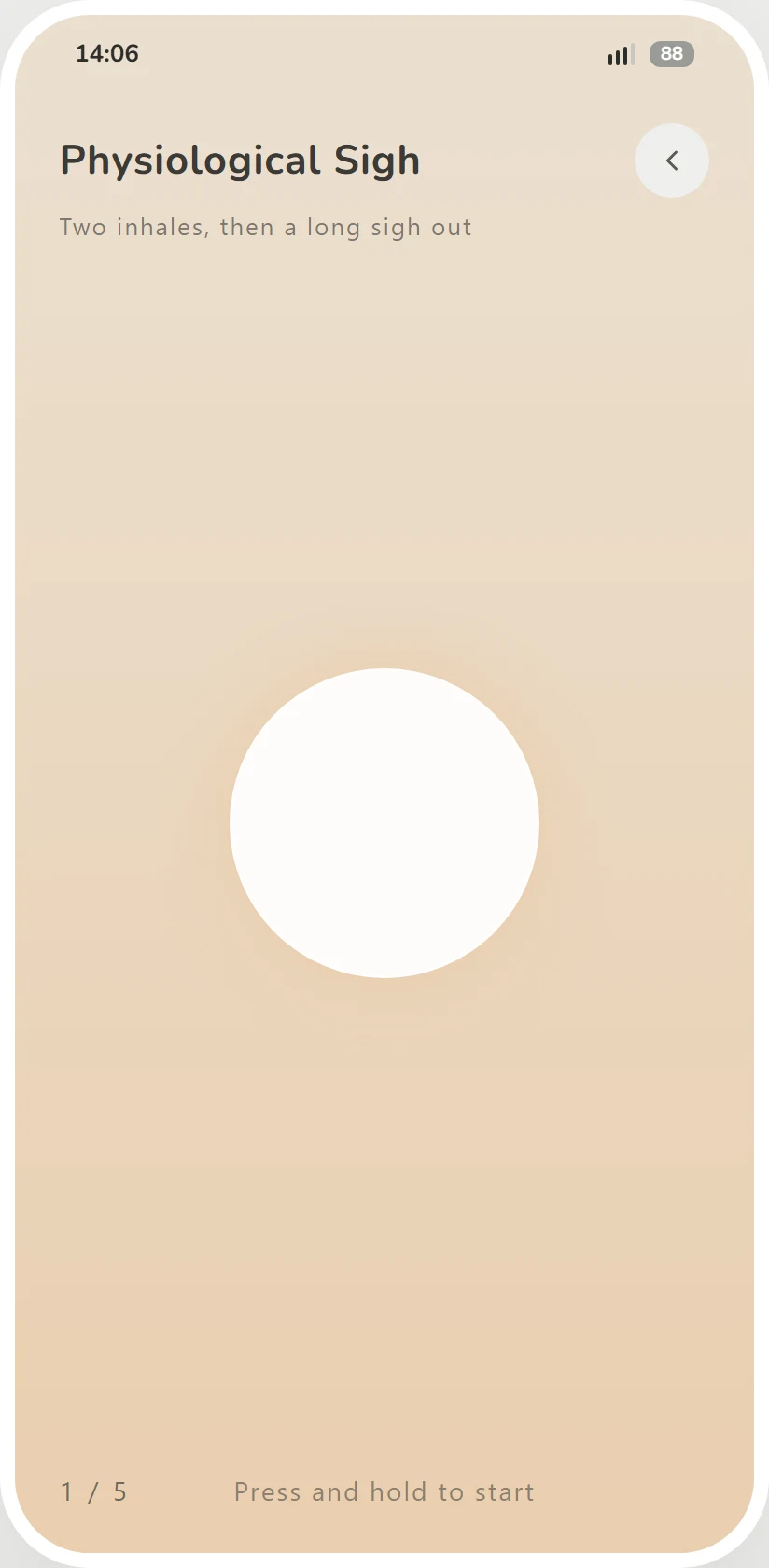 The Physiological Sigh card: two inhales, then a long sigh out, around a slow circle